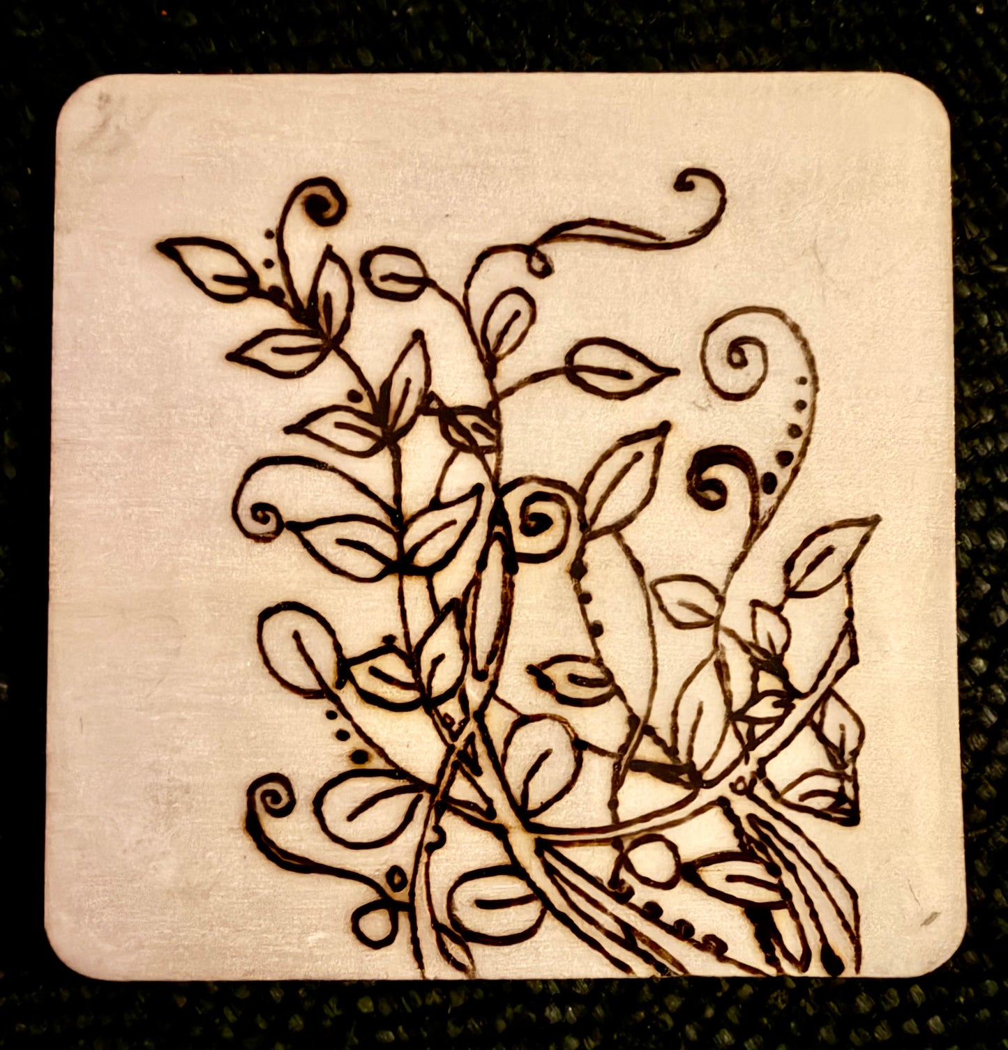 Floral Vine Wood Burn Art