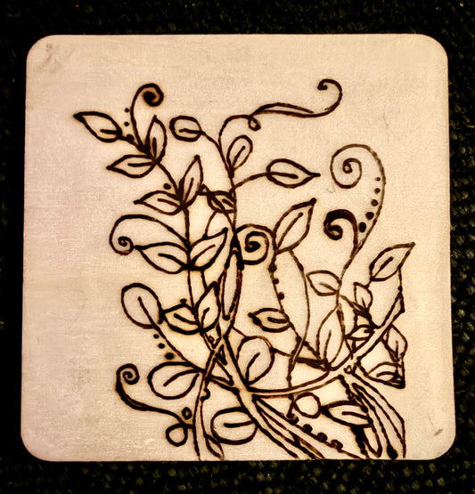 Floral Vine Wood Burn Art