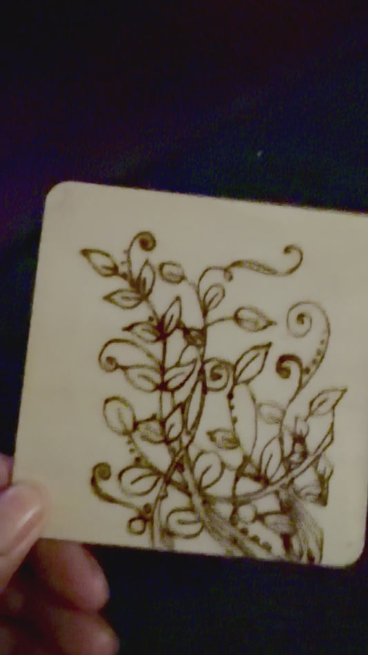 Floral Vine Wood Burn Art